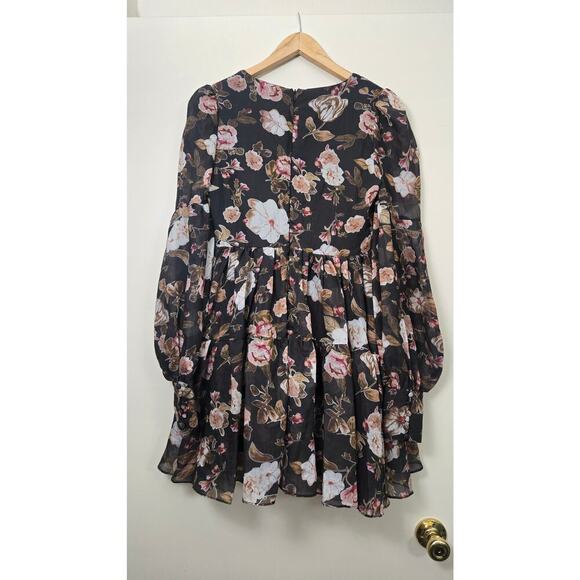 Bardot Reign Floral Long Sleeve Minidress Size S Fall Homecoming Party Wedding - Picture 11 of 12